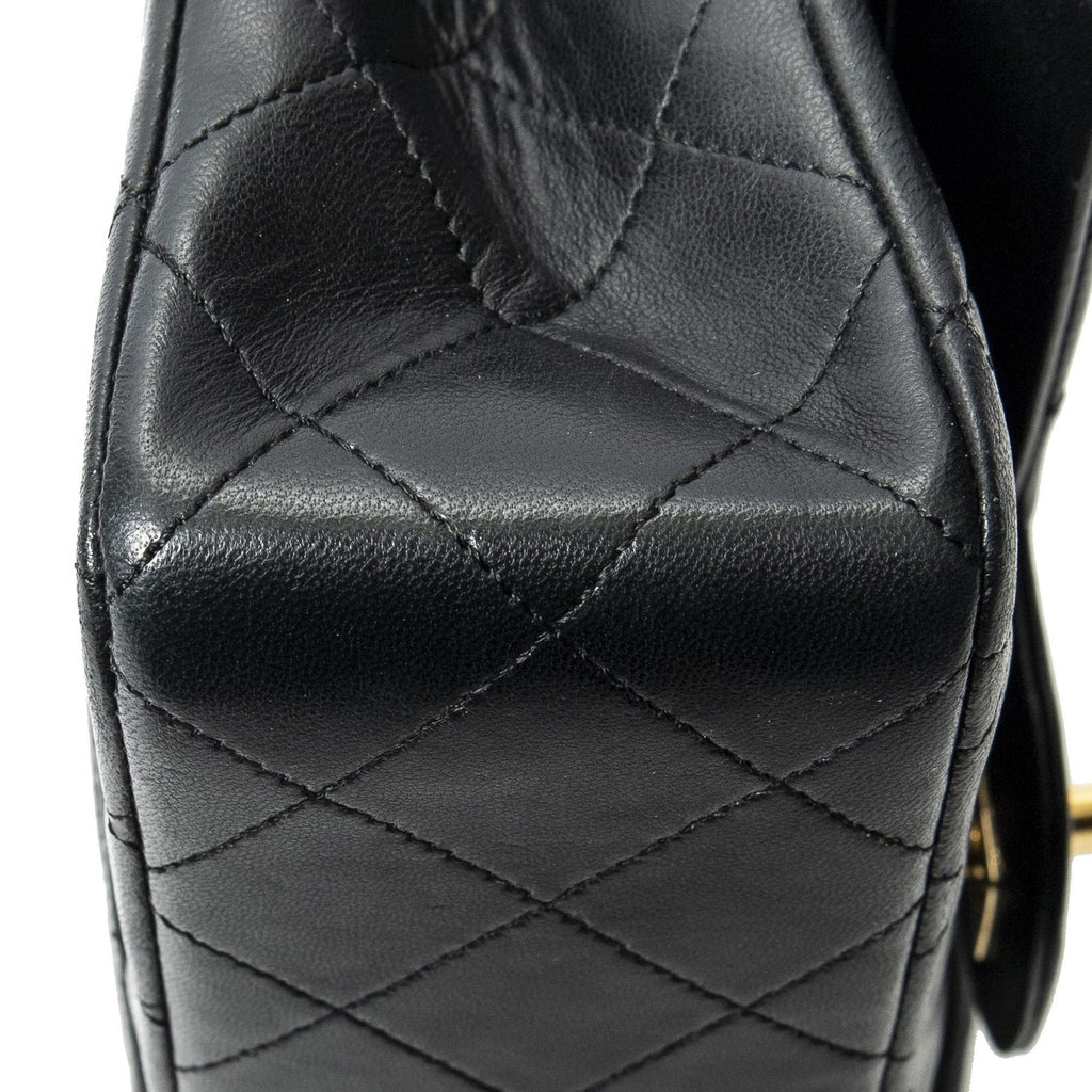 Chanel Quilted Double Flap Black Lambskin Leather — view 7