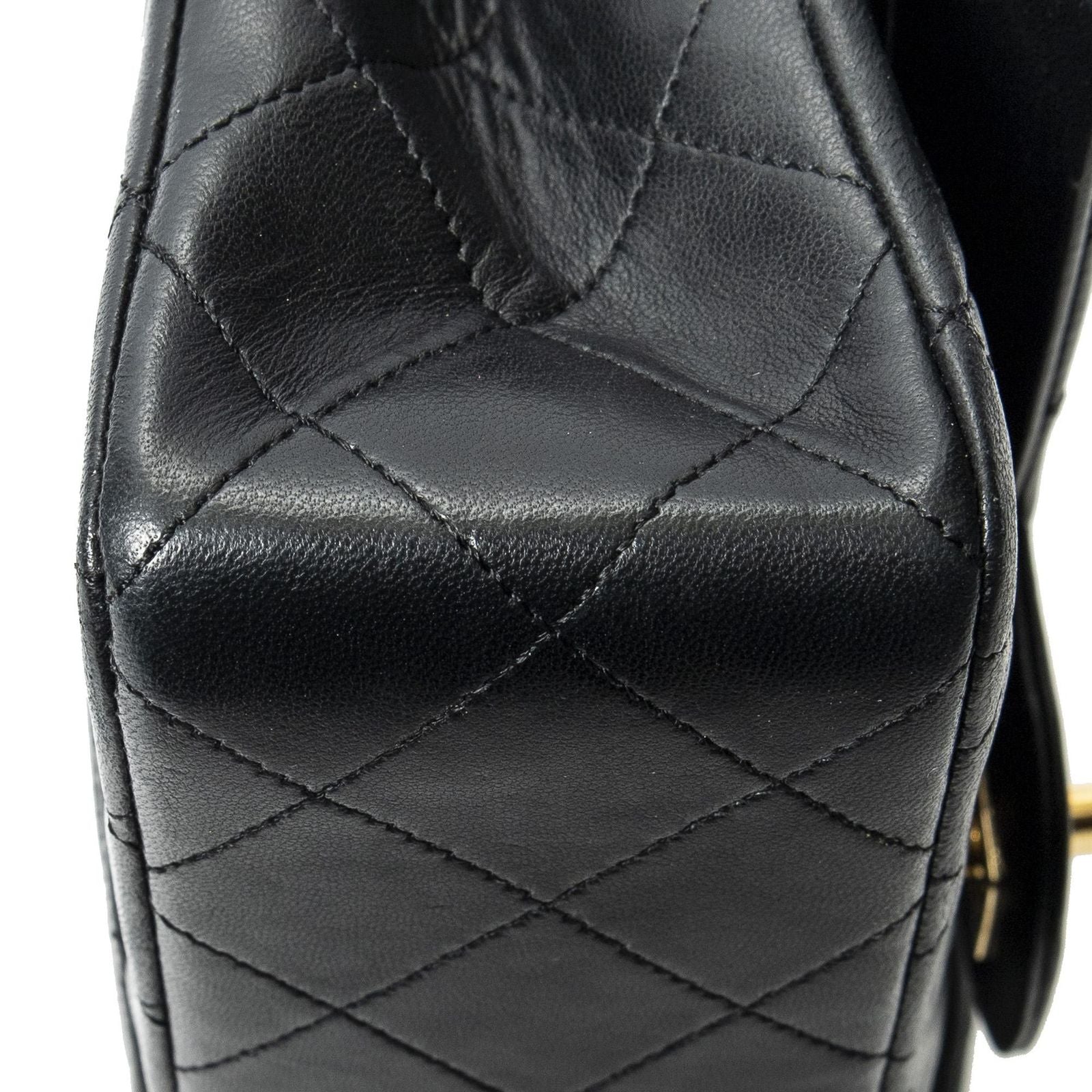 Chanel Quilted Double Flap Black Lambskin Leather — view 7