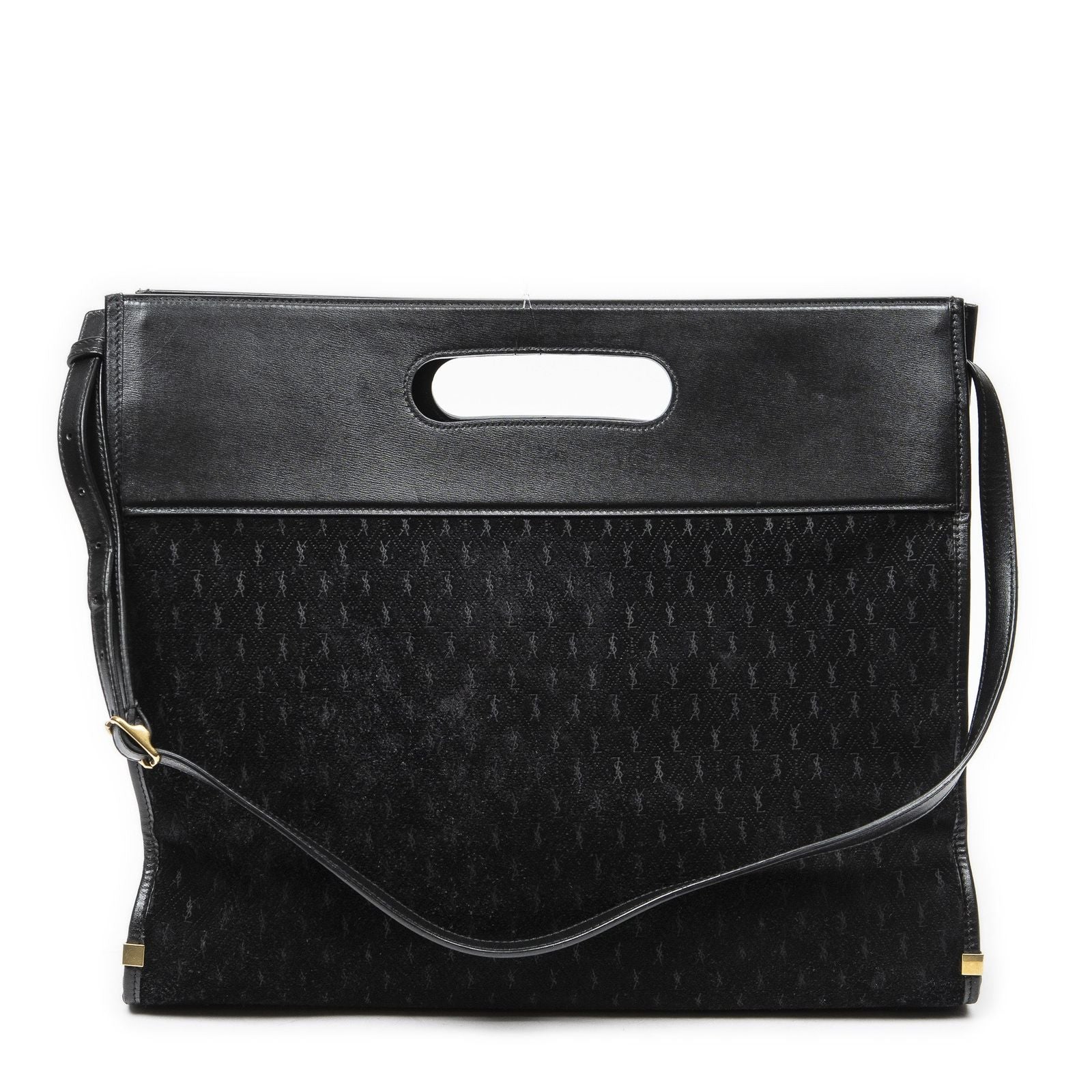 Saint Laurent Convertible Tote Black GG Suede Leather — view 5