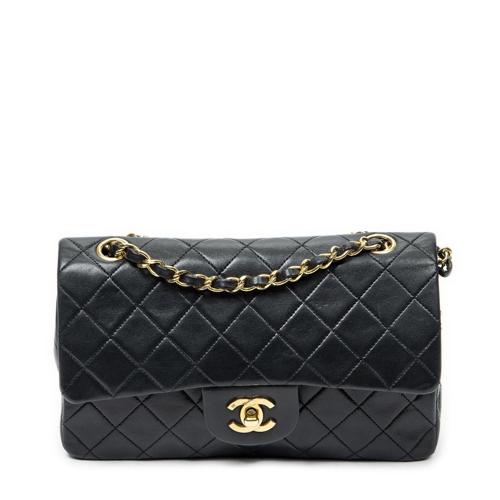Chanel Quilted Double Flap Black Lambskin Leather