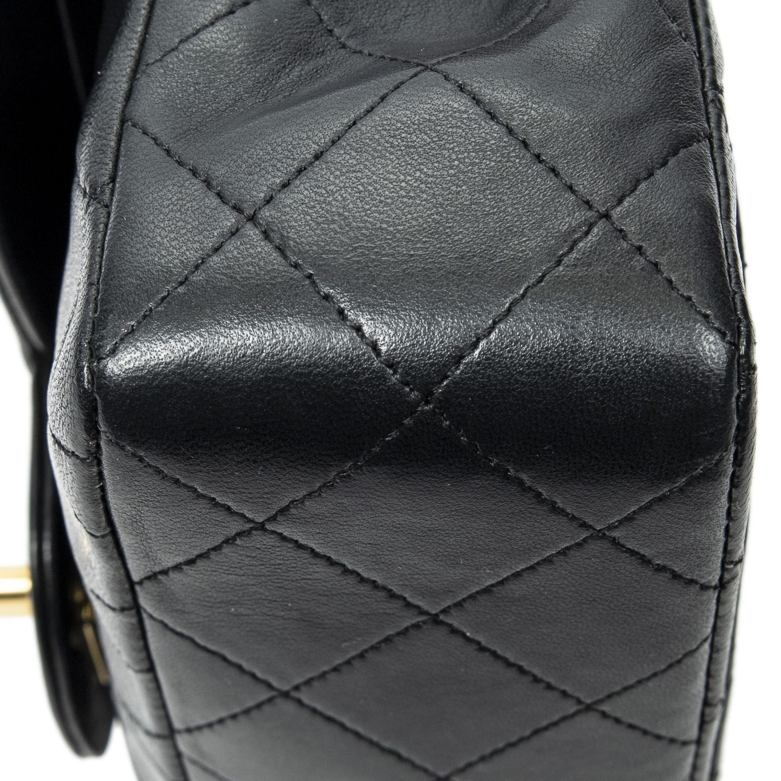 Chanel Quilted Double Flap Black Lambskin Leather — view 8