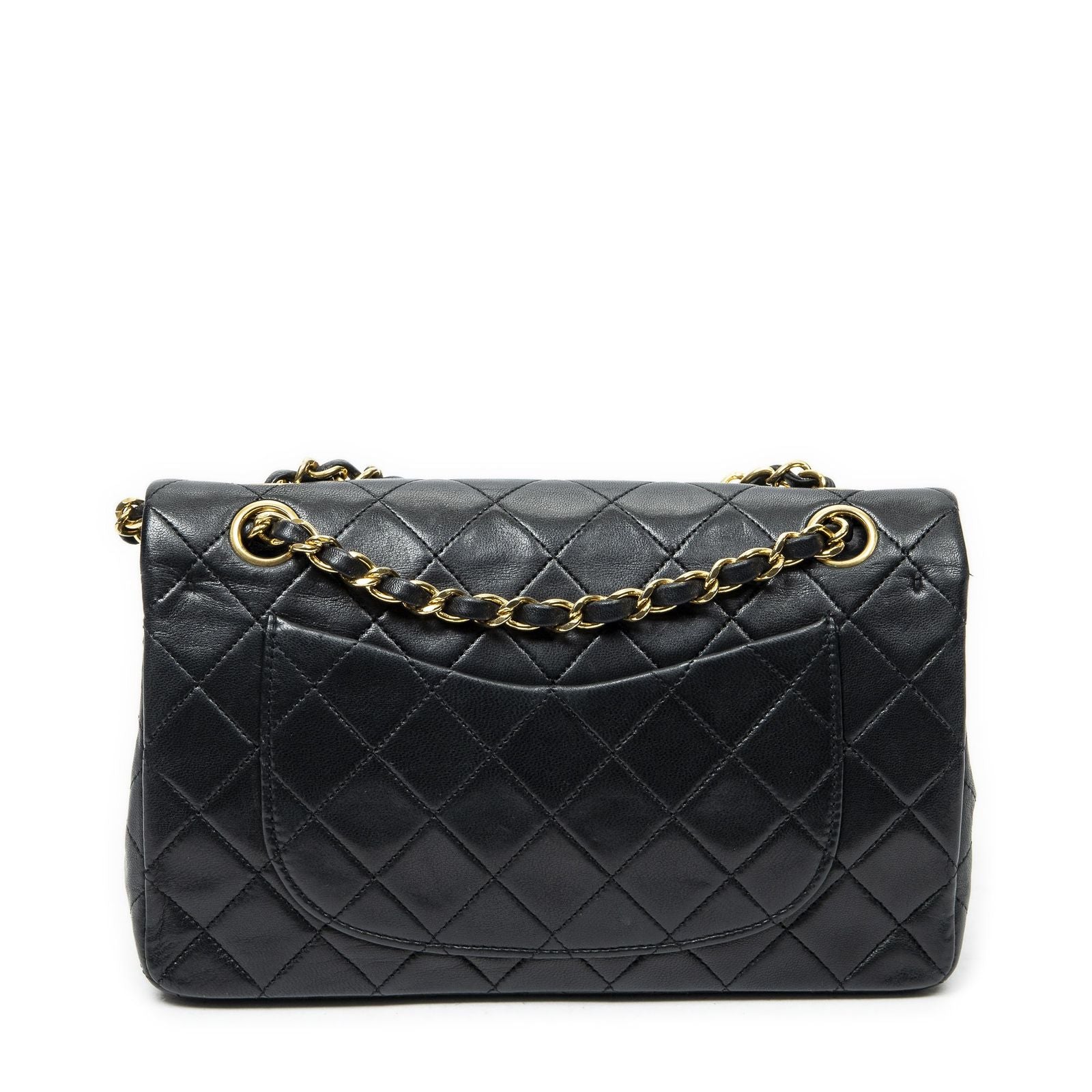 Chanel Quilted Double Flap Black Lambskin Leather — view 5