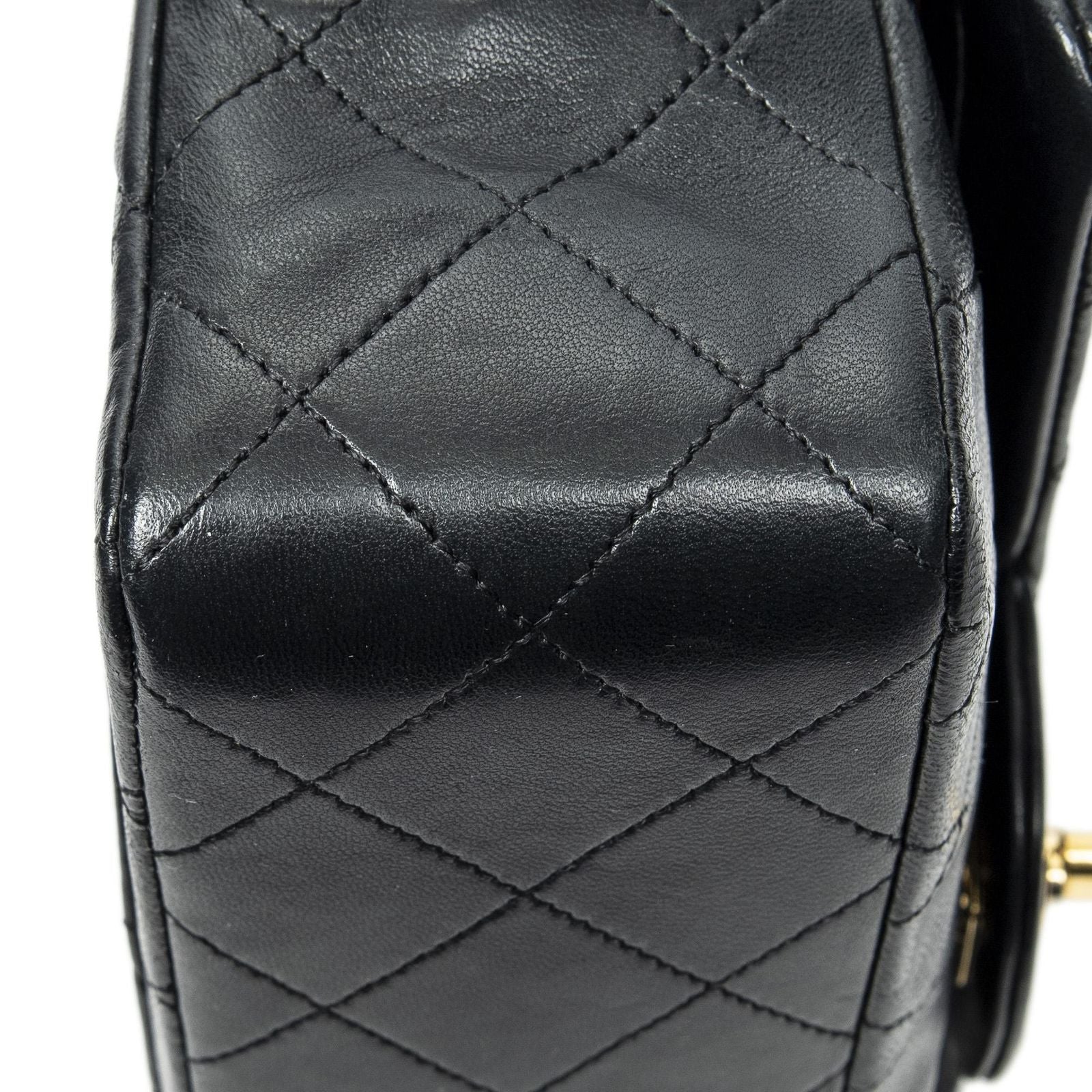 Chanel Quilted Double Flap Black Lambskin Leather — view 7