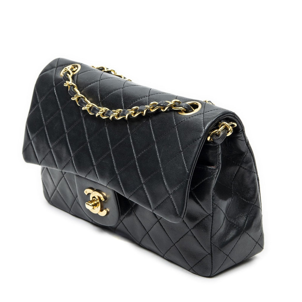Chanel Quilted Double Flap Black Lambskin Leather — view 2