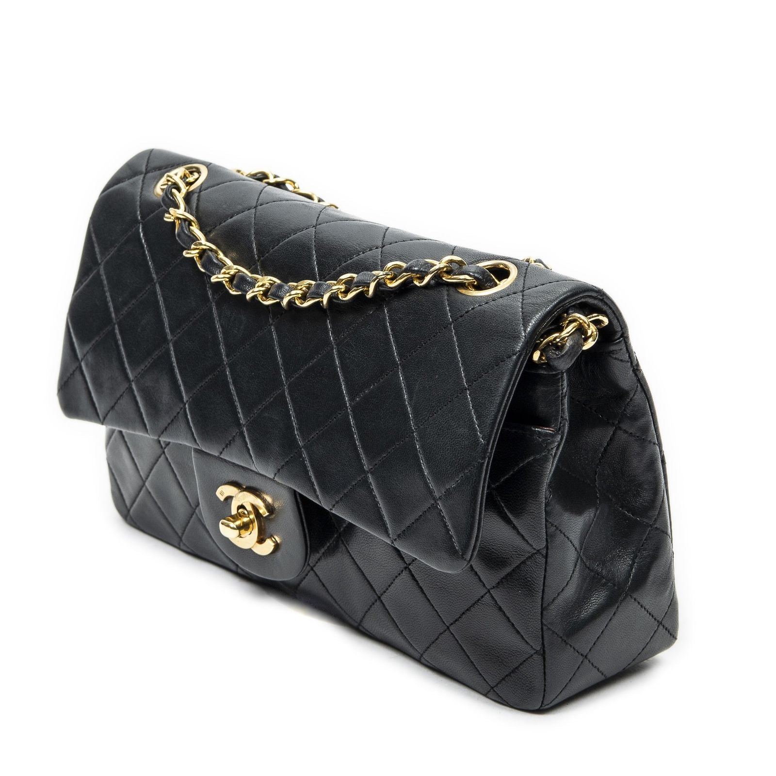 Chanel Quilted Double Flap Black Lambskin Leather — view 2