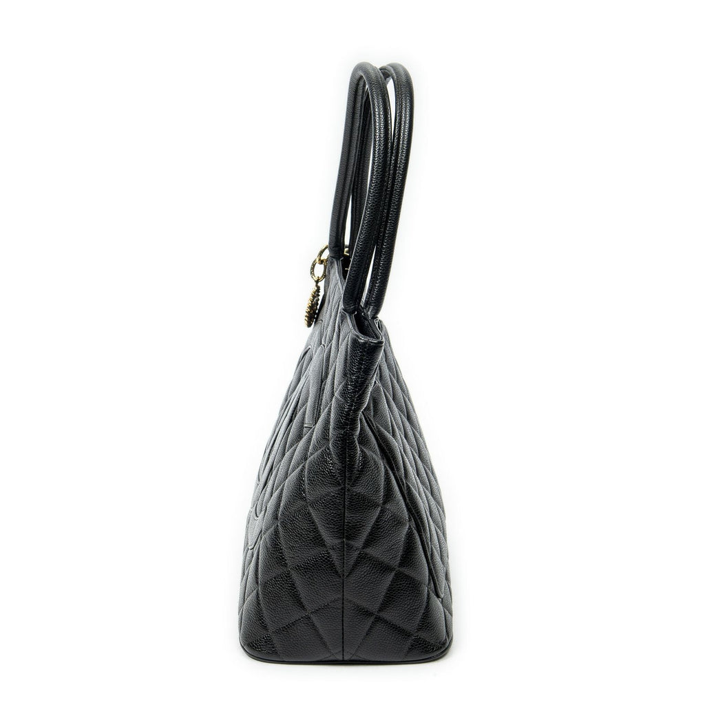 Chanel Timeless Medallion Tote Black Quilted Caviar Leather — view 3