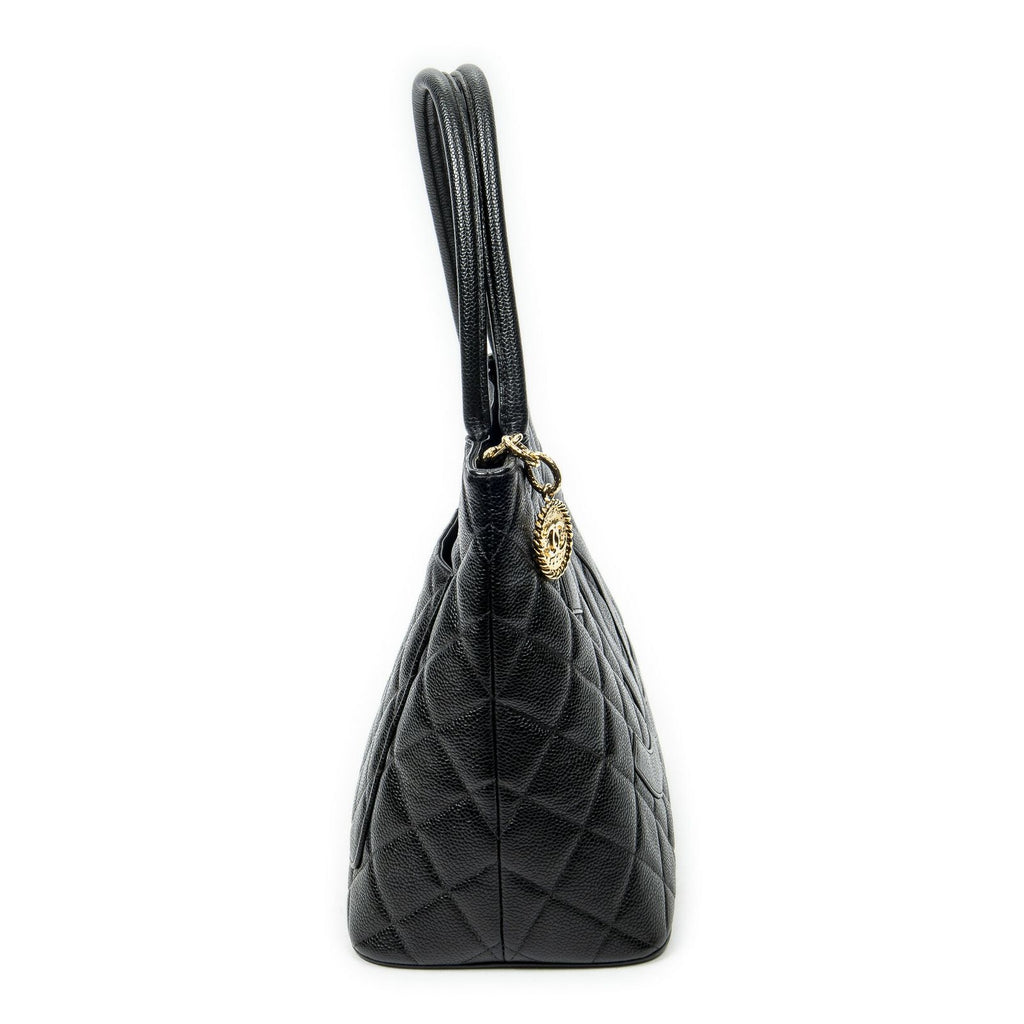 Chanel Timeless Medallion Tote Black Quilted Caviar Leather — view 4