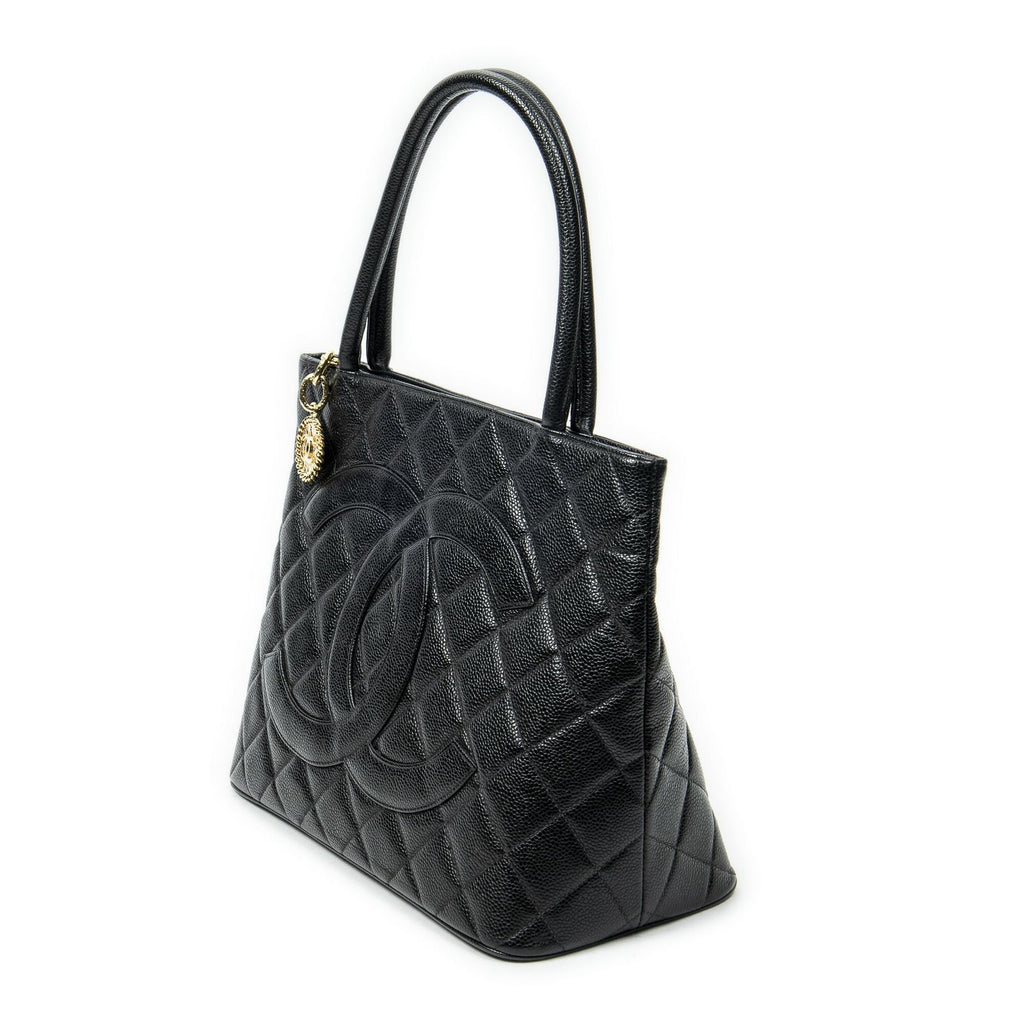 Chanel Timeless Medallion Tote Black Quilted Caviar Leather — view 2