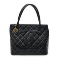 Chanel Timeless Medallion Tote Black Quilted Caviar Leather