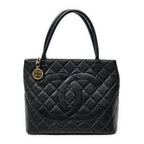 Chanel Timeless Medallion Tote Black Quilted Caviar Leather