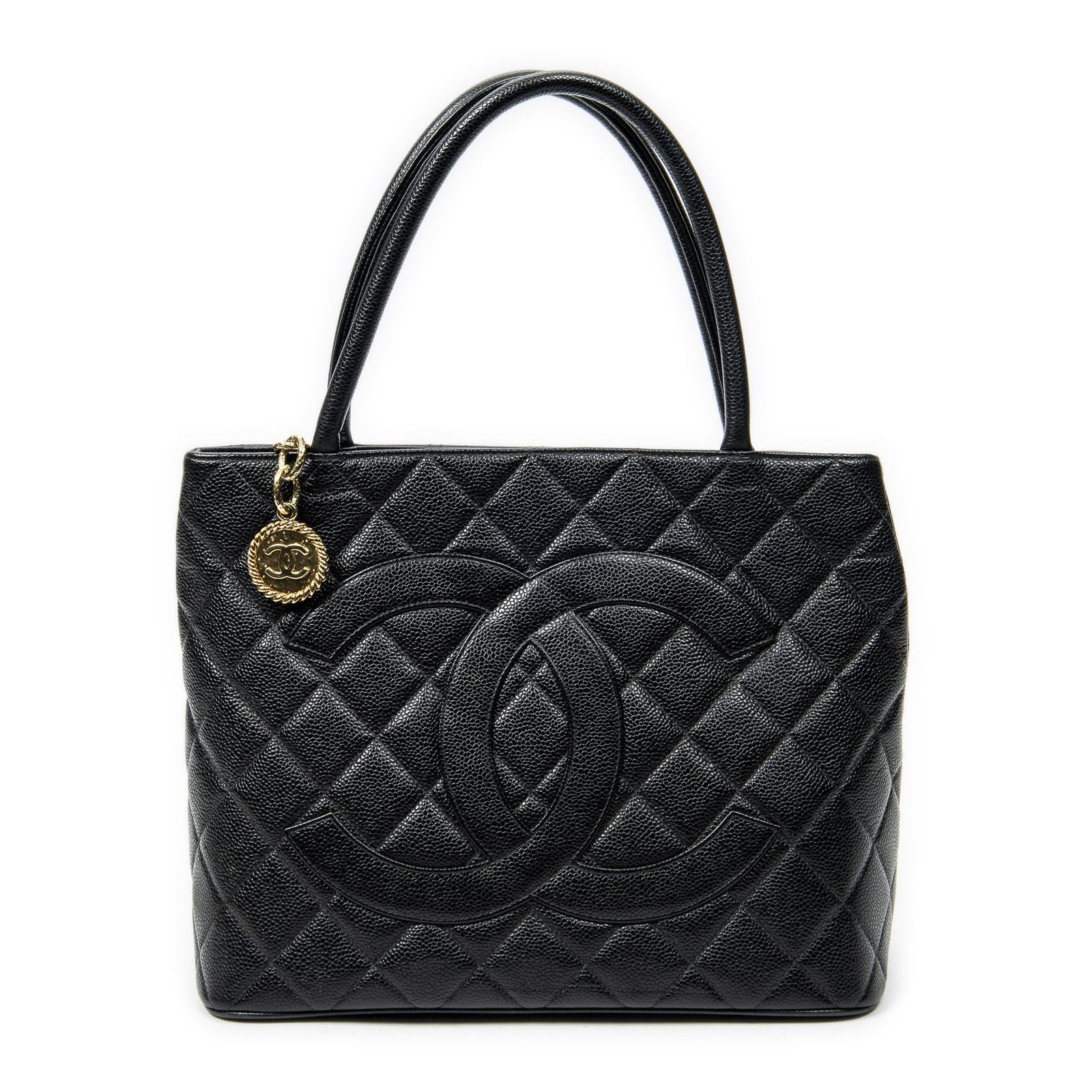 Chanel Timeless Medallion Tote Black Quilted Caviar Leather
