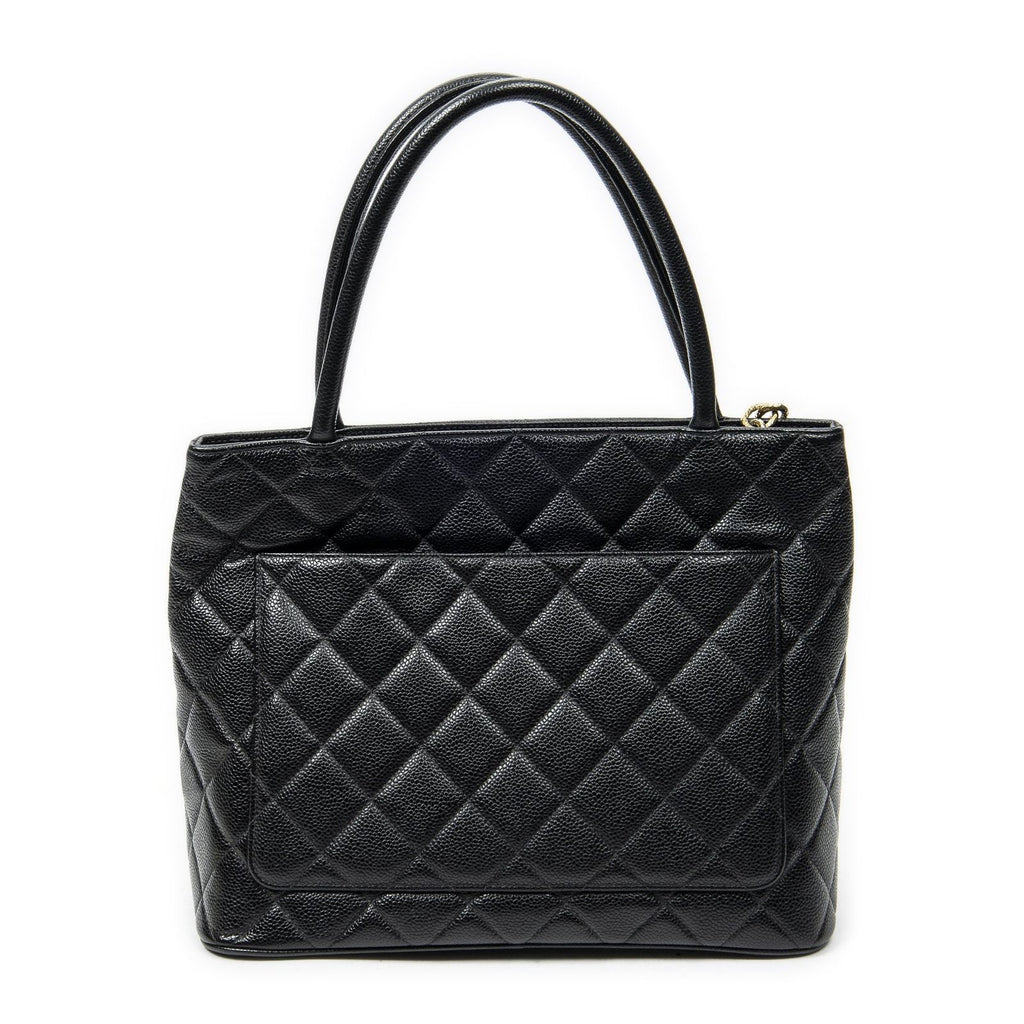 Chanel Timeless Medallion Tote Black Quilted Caviar Leather — view 5
