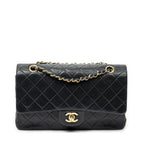 Chanel Quilted Double Flap Black Lambskin Leather