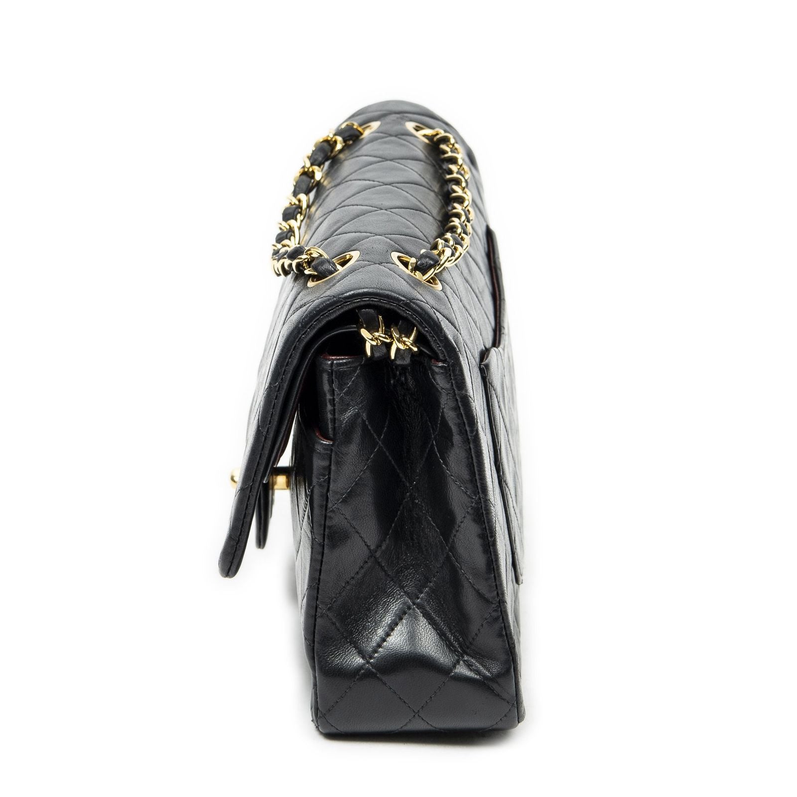 Chanel Quilted Double Flap Black Lambskin Leather — view 3