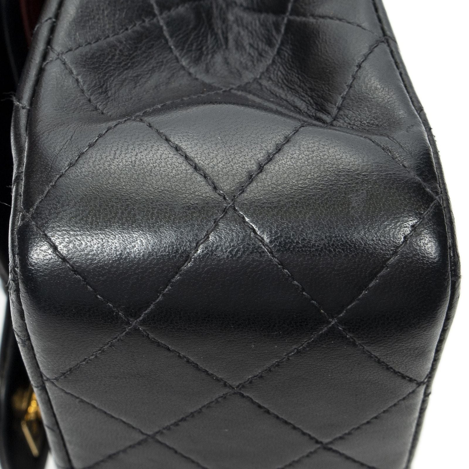 Chanel Quilted Double Flap Black Lambskin Leather — view 8