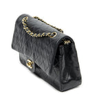 Chanel Quilted Double Flap Black Lambskin Leather — view 2