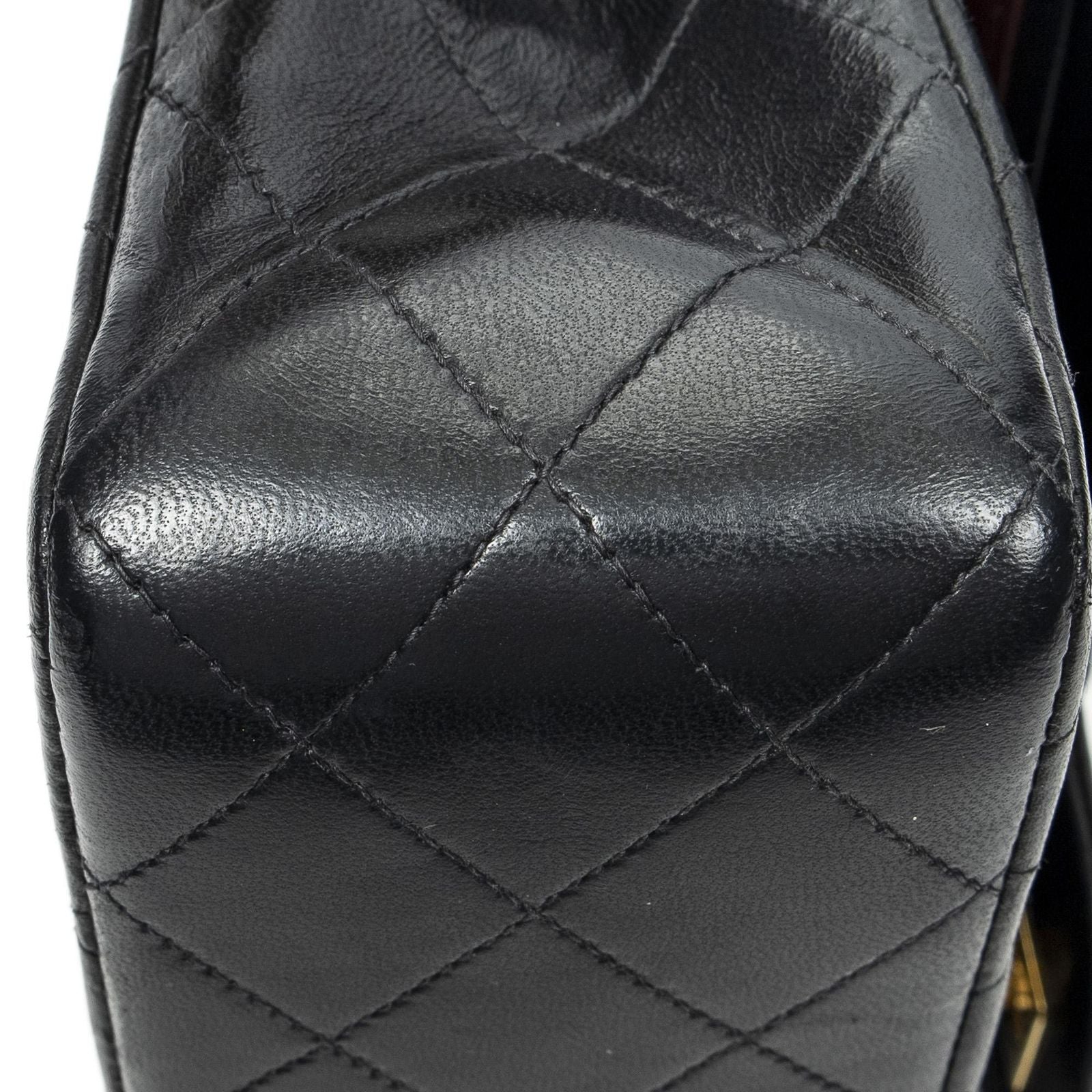Chanel Quilted Double Flap Black Lambskin Leather — view 7