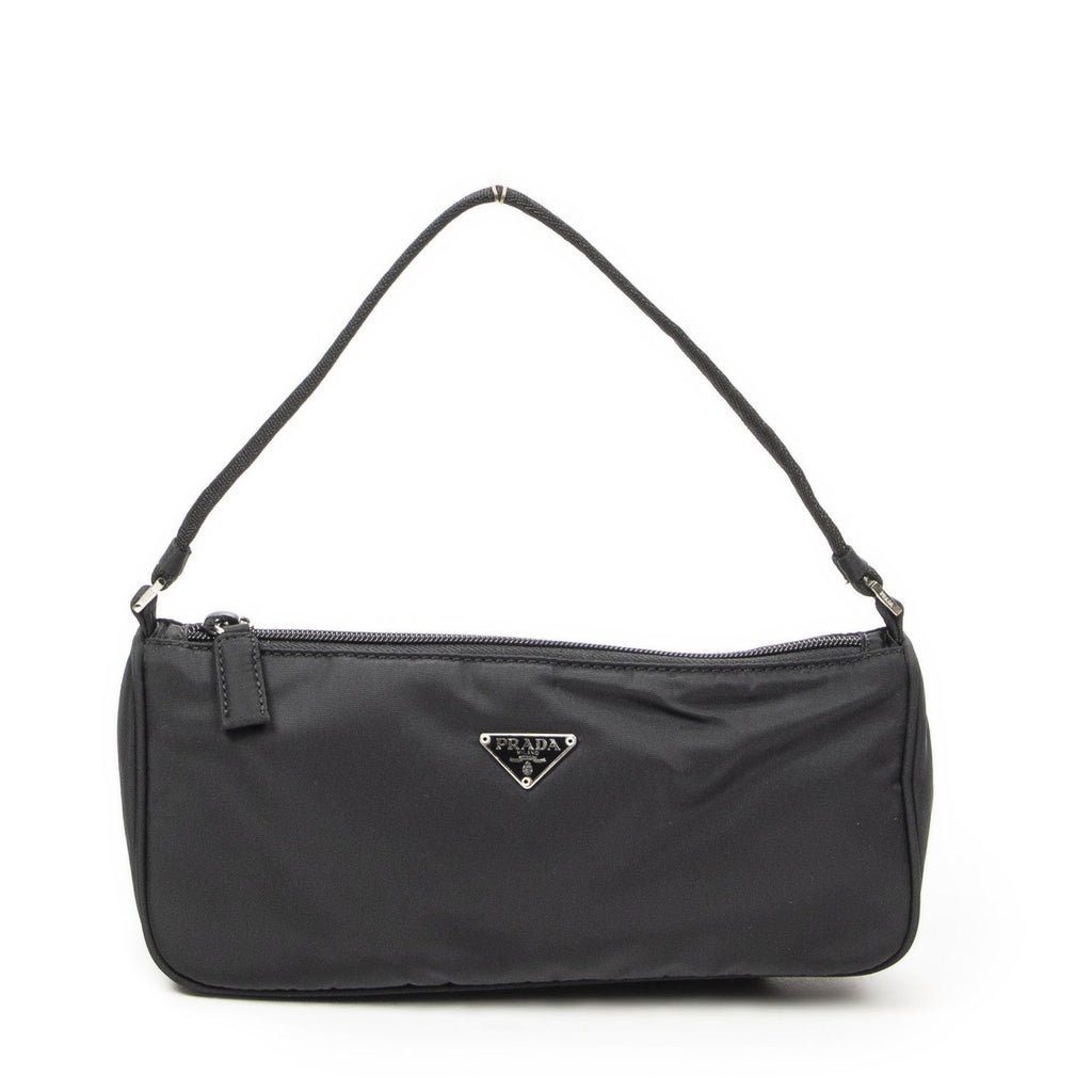 Prada Vintage Rectangle Pochette Black Nylon Canvas Pouch