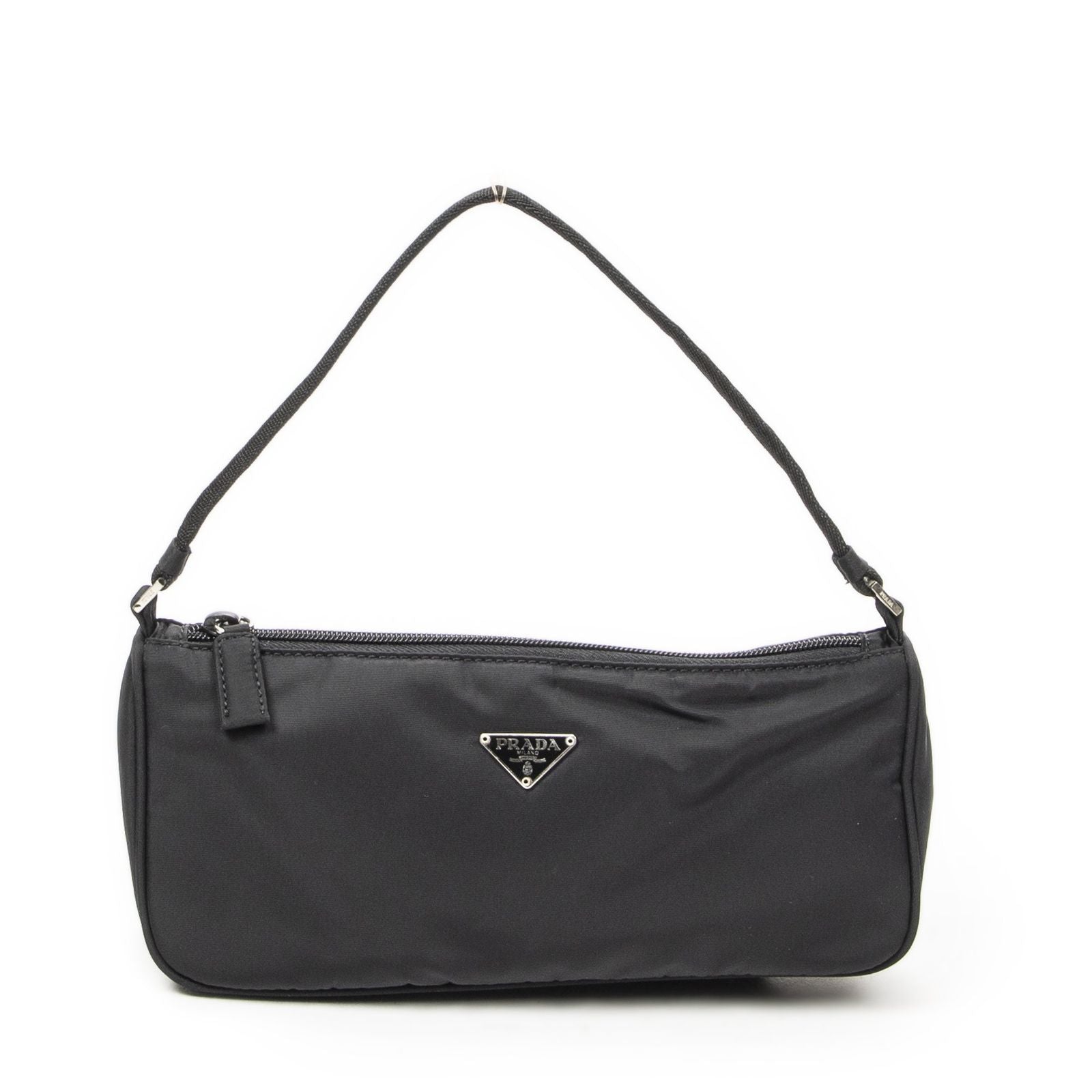 Prada Vintage Rectangle Pochette Black Nylon Canvas Pouch