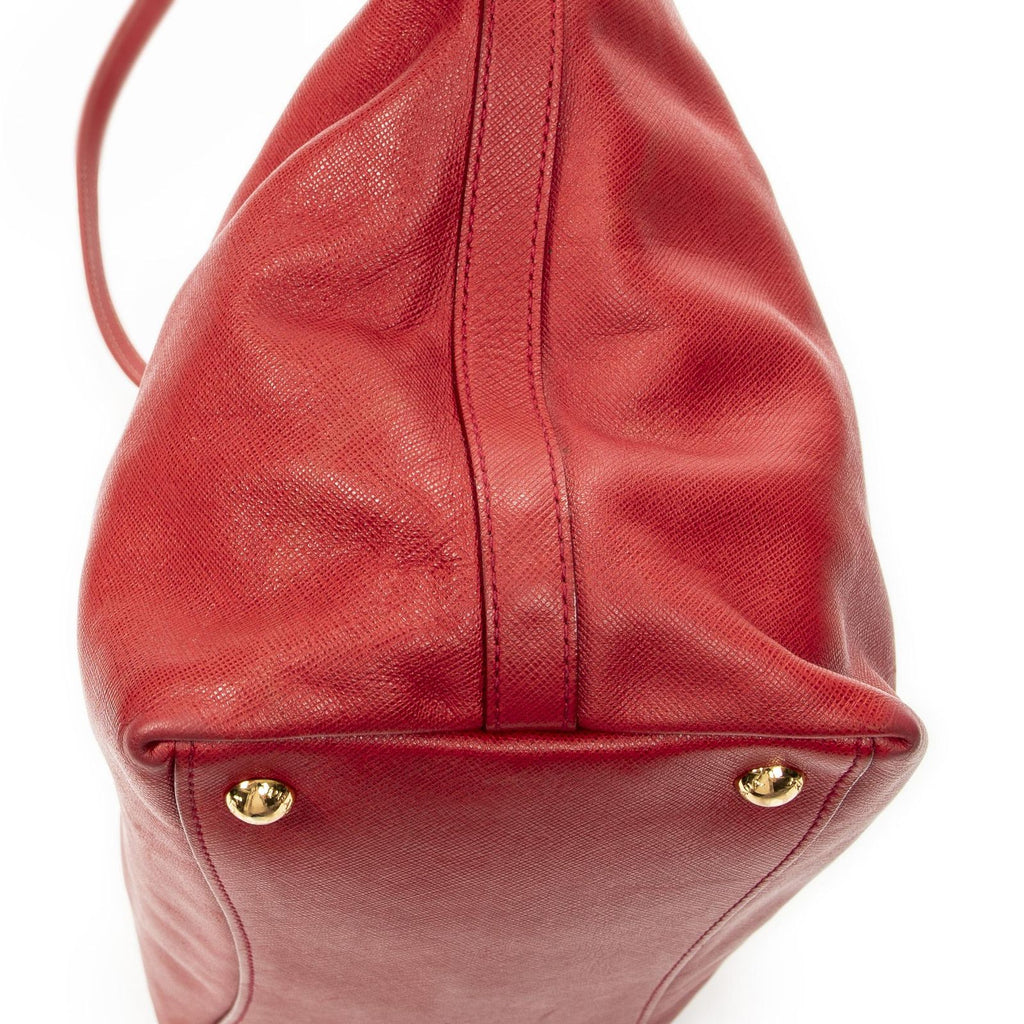 Prada Convertible Open Tote Red Saffiano Leather — view 7