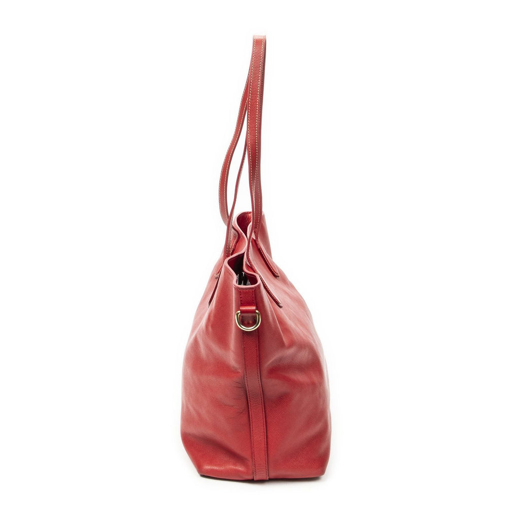 Prada Convertible Open Tote Red Saffiano Leather — view 3