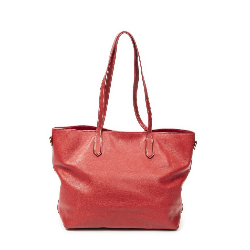 Prada Convertible Open Tote Red Saffiano Leather — view 5