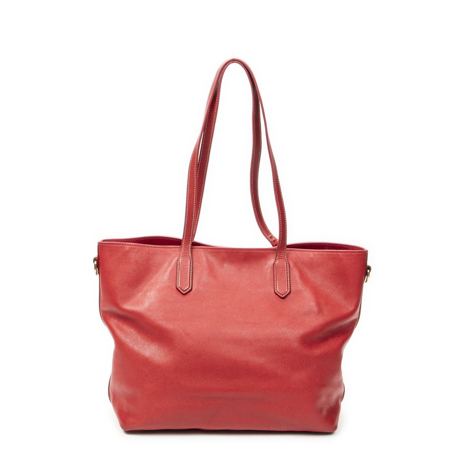 Prada Convertible Open Tote Red Saffiano Leather — view 5