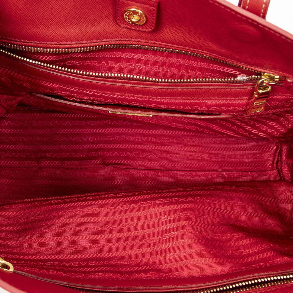 Prada Convertible Open Tote Red Saffiano Leather — view 9