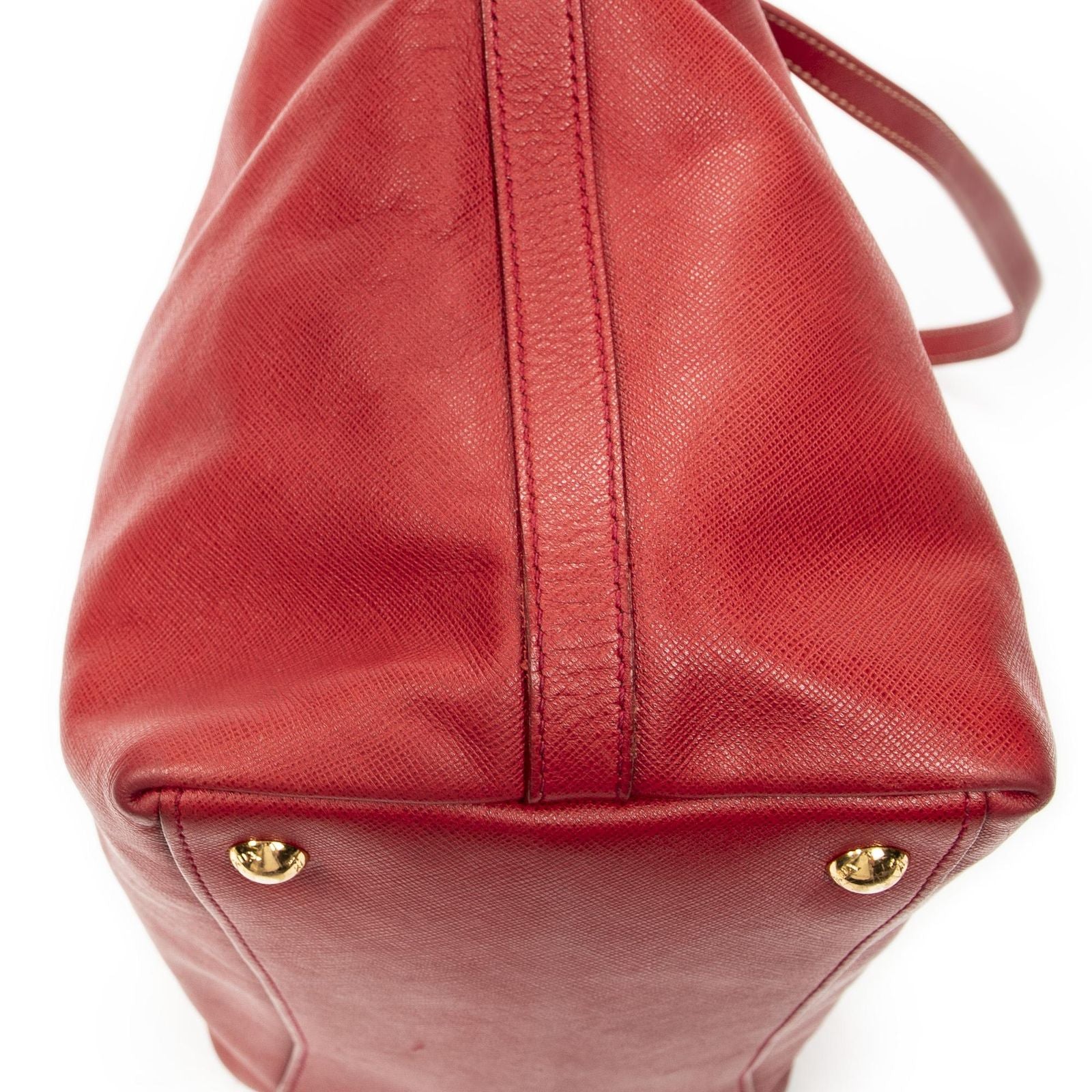 Prada Convertible Open Tote Red Saffiano Leather — view 8