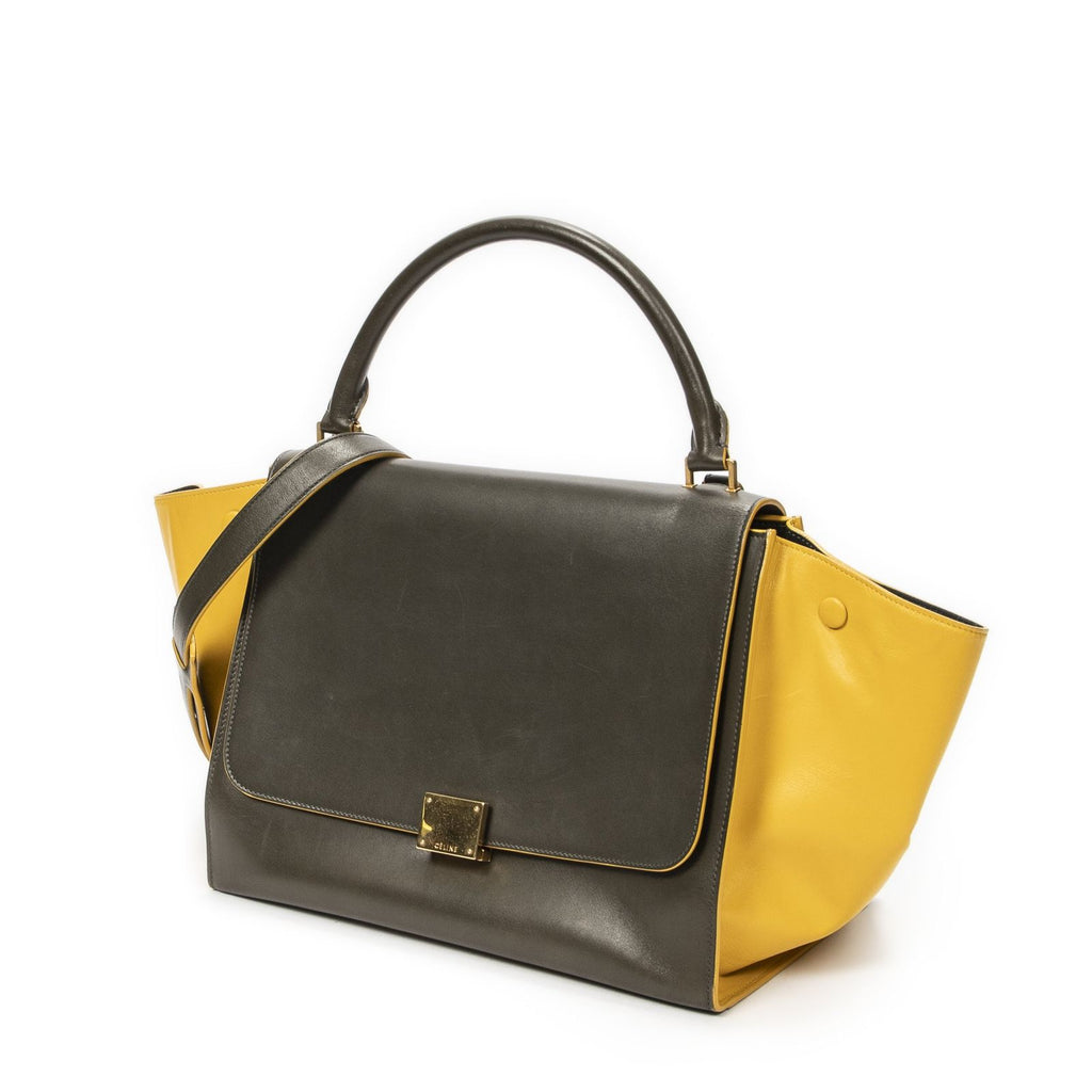 Celine Midi Amtrak Green Yellow Calfskin Leather Messenger — view 2