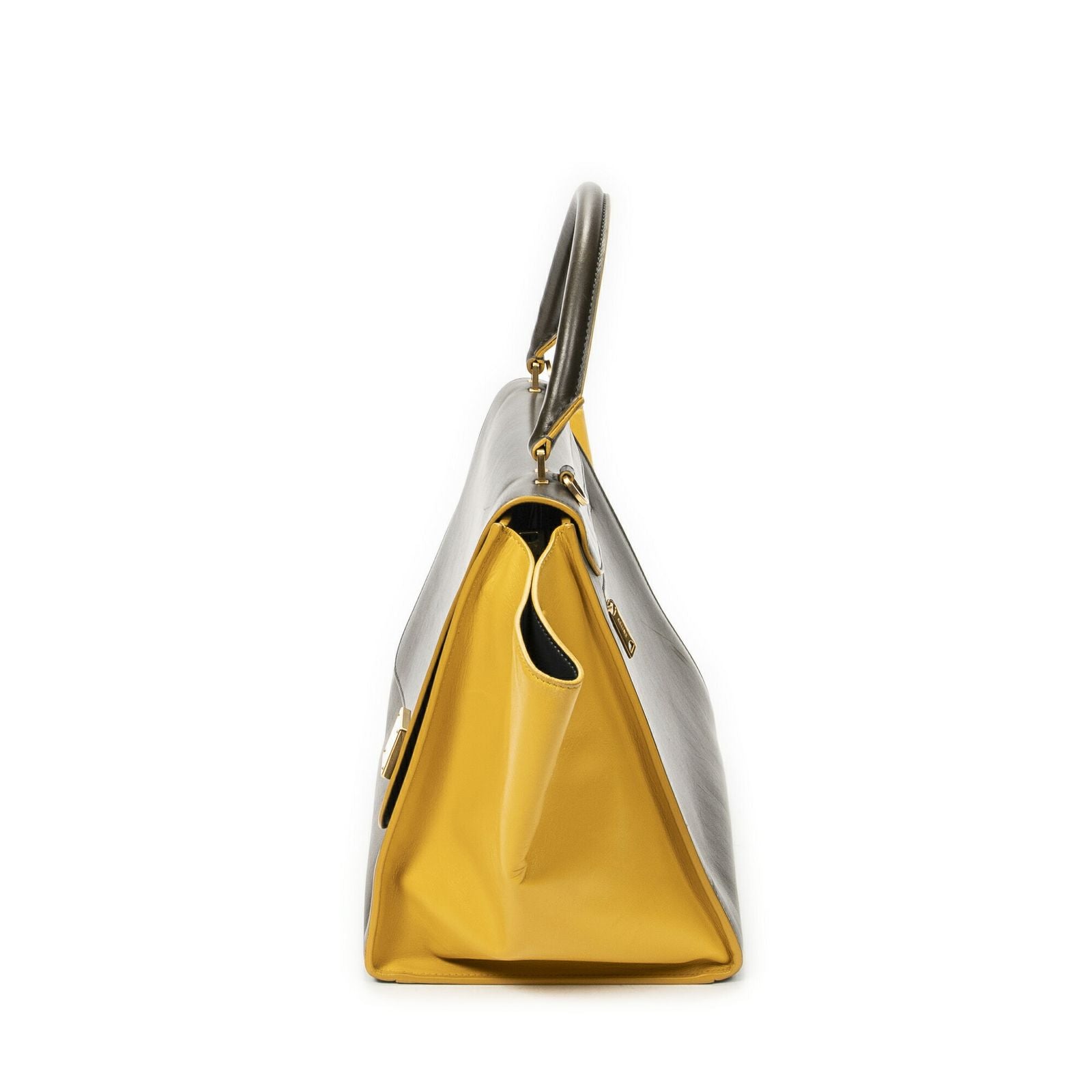 Celine Midi Amtrak Green Yellow Calfskin Leather Messenger — view 3