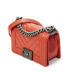 Chanel Small Boy Bag Orange Quilted Blanc Lambskin Leather — view 2