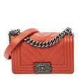 Chanel Small Boy Bag Orange Quilted Blanc Lambskin Leather