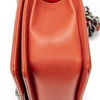 Chanel Small Boy Bag Orange Quilted Blanc Lambskin Leather — view 8