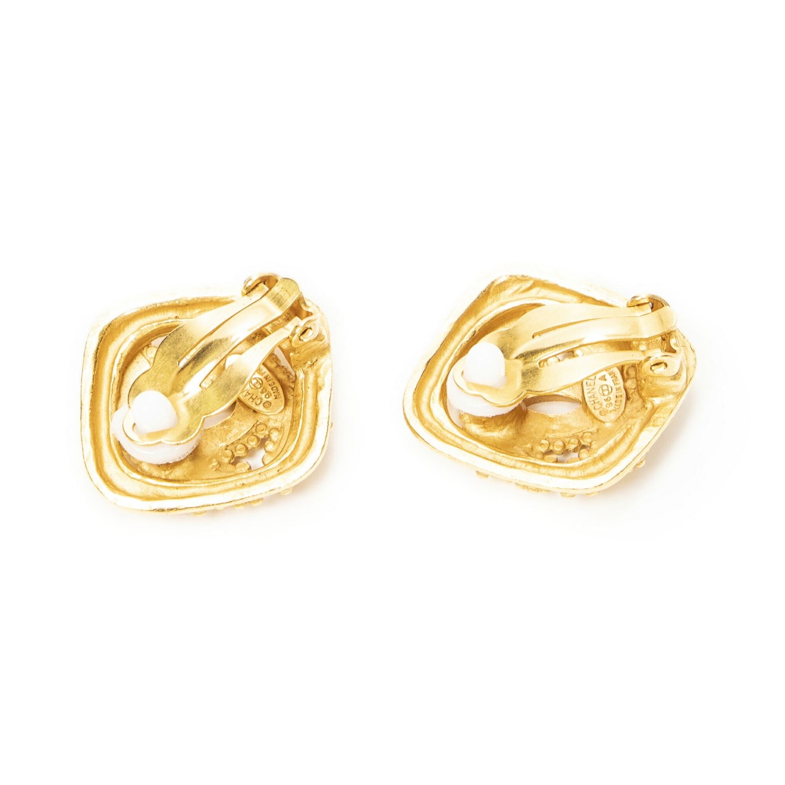 Chanel CC Diamond Clip on Earrings Gold Plated — view 2
