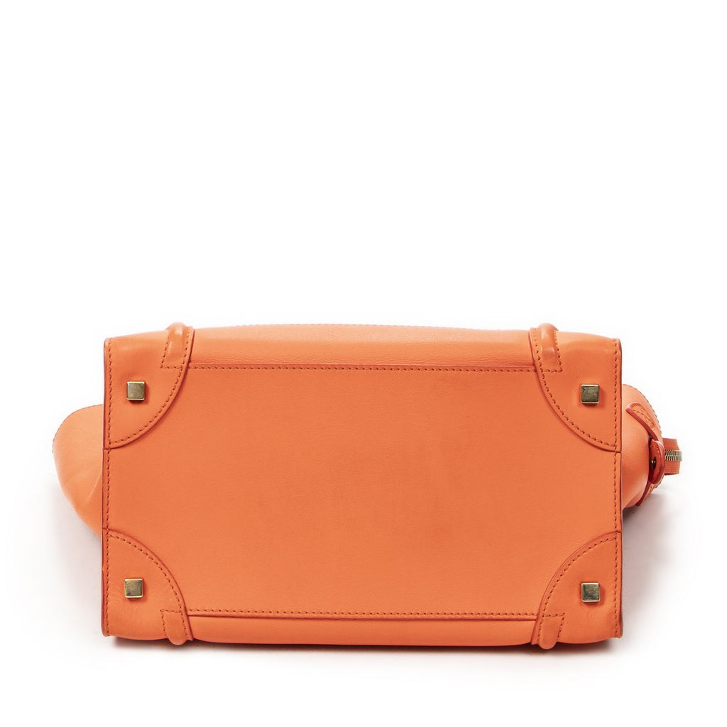Celine Mini Luggage Orange Calfskin Leather — view 6