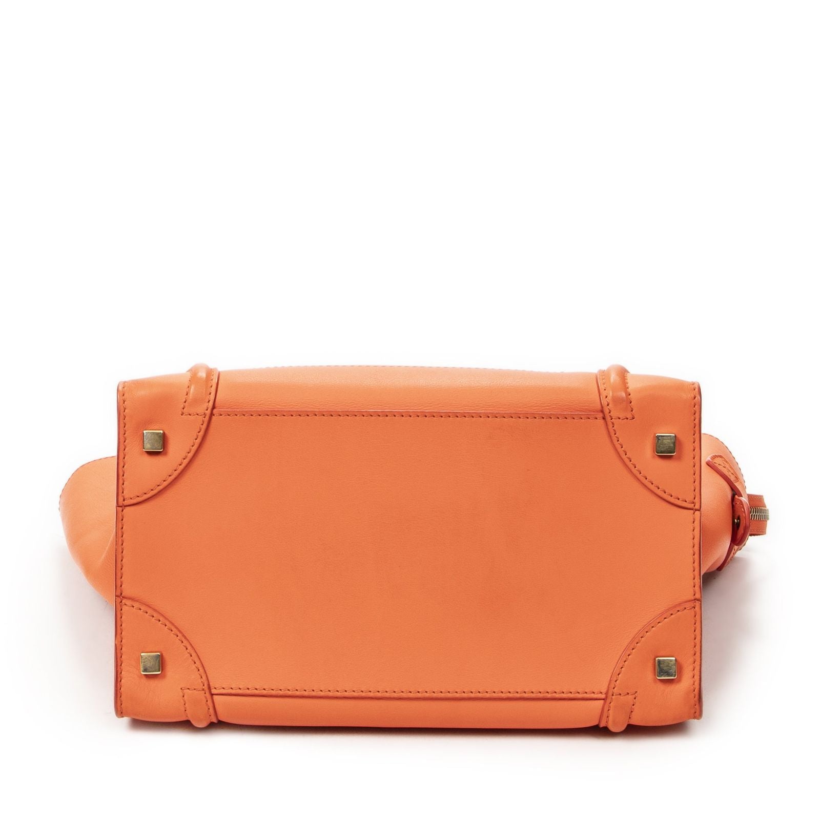 Celine Mini Luggage Orange Calfskin Leather — view 6