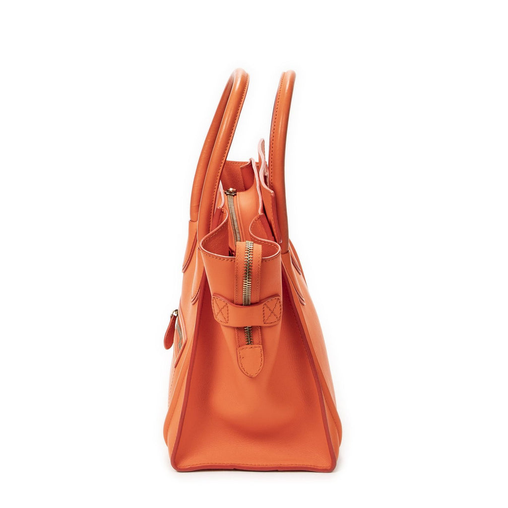 Celine Mini Luggage Orange Calfskin Leather — view 3