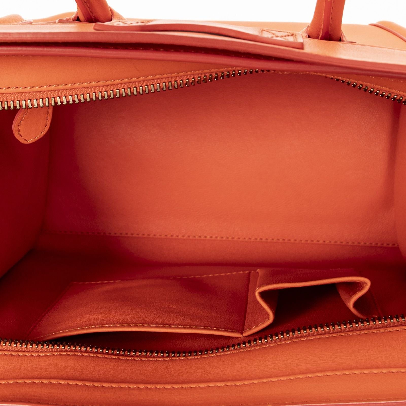 Celine Mini Luggage Orange Calfskin Leather — view 9