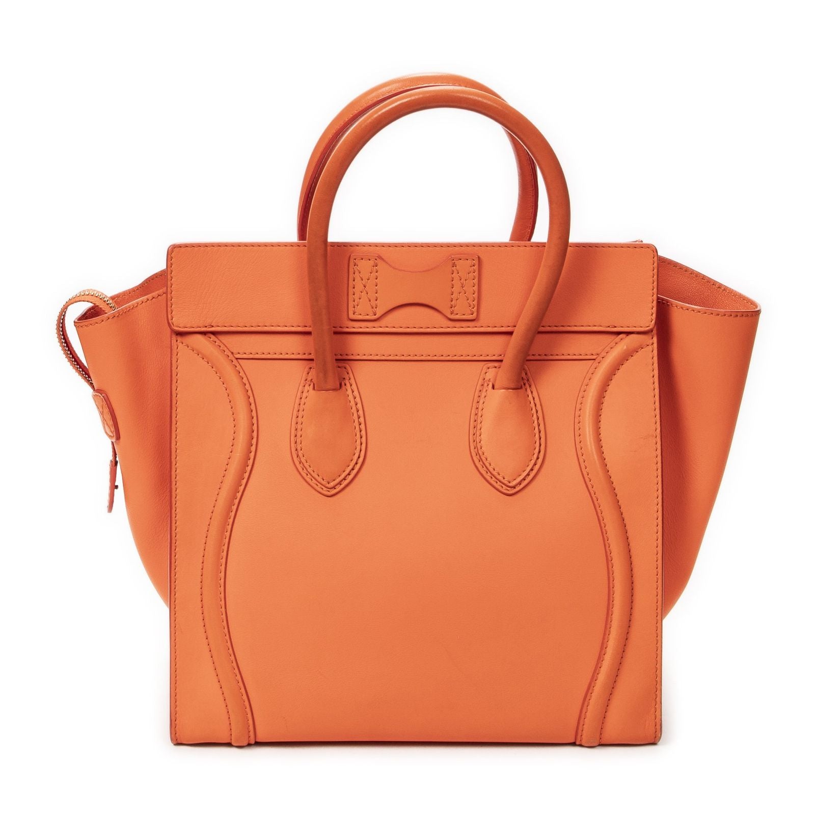 Celine Mini Luggage Orange Calfskin Leather — view 5