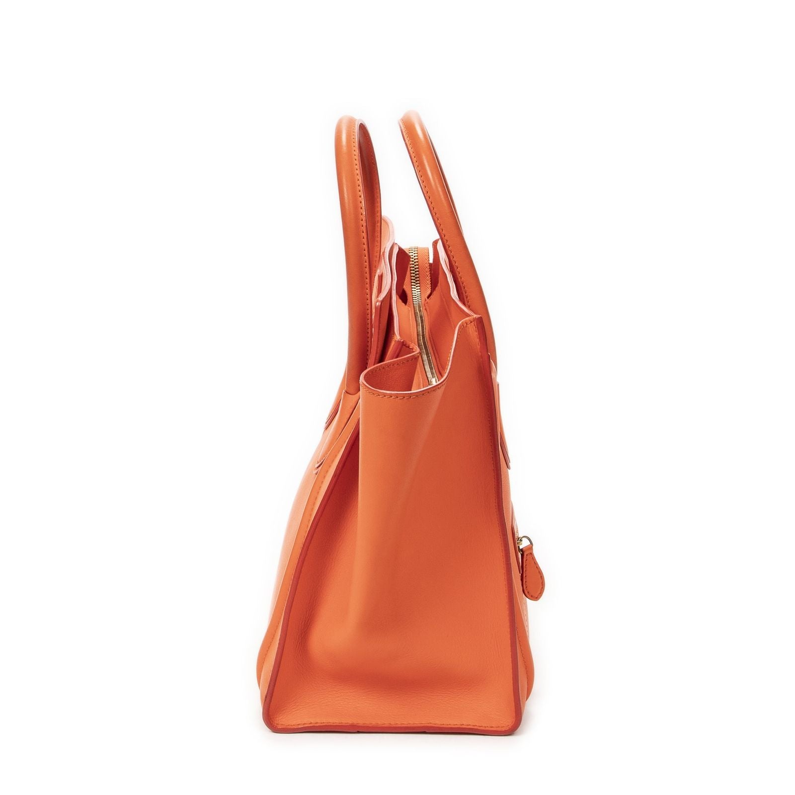 Celine Mini Luggage Orange Calfskin Leather — view 4