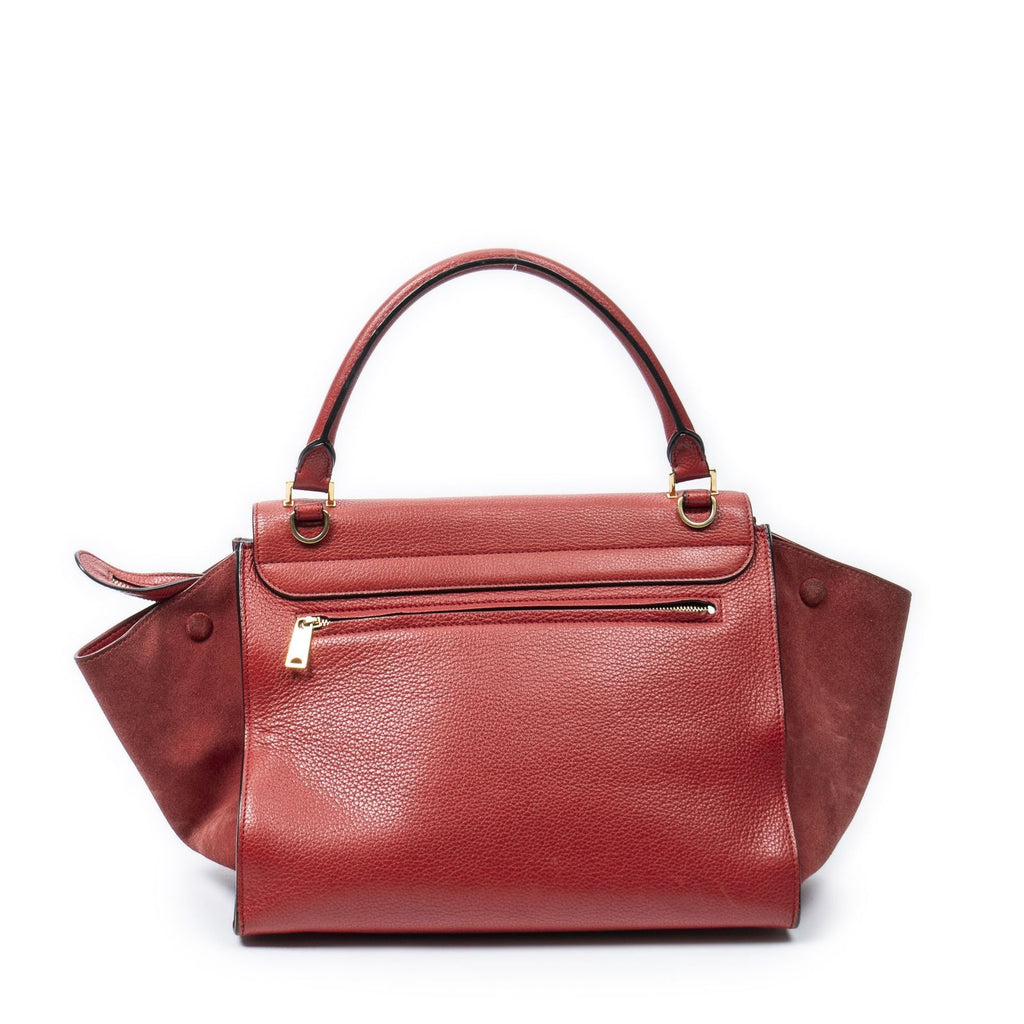 Celine Midi Trapeze Red Gray Calfskin Leather Messenger — view 5