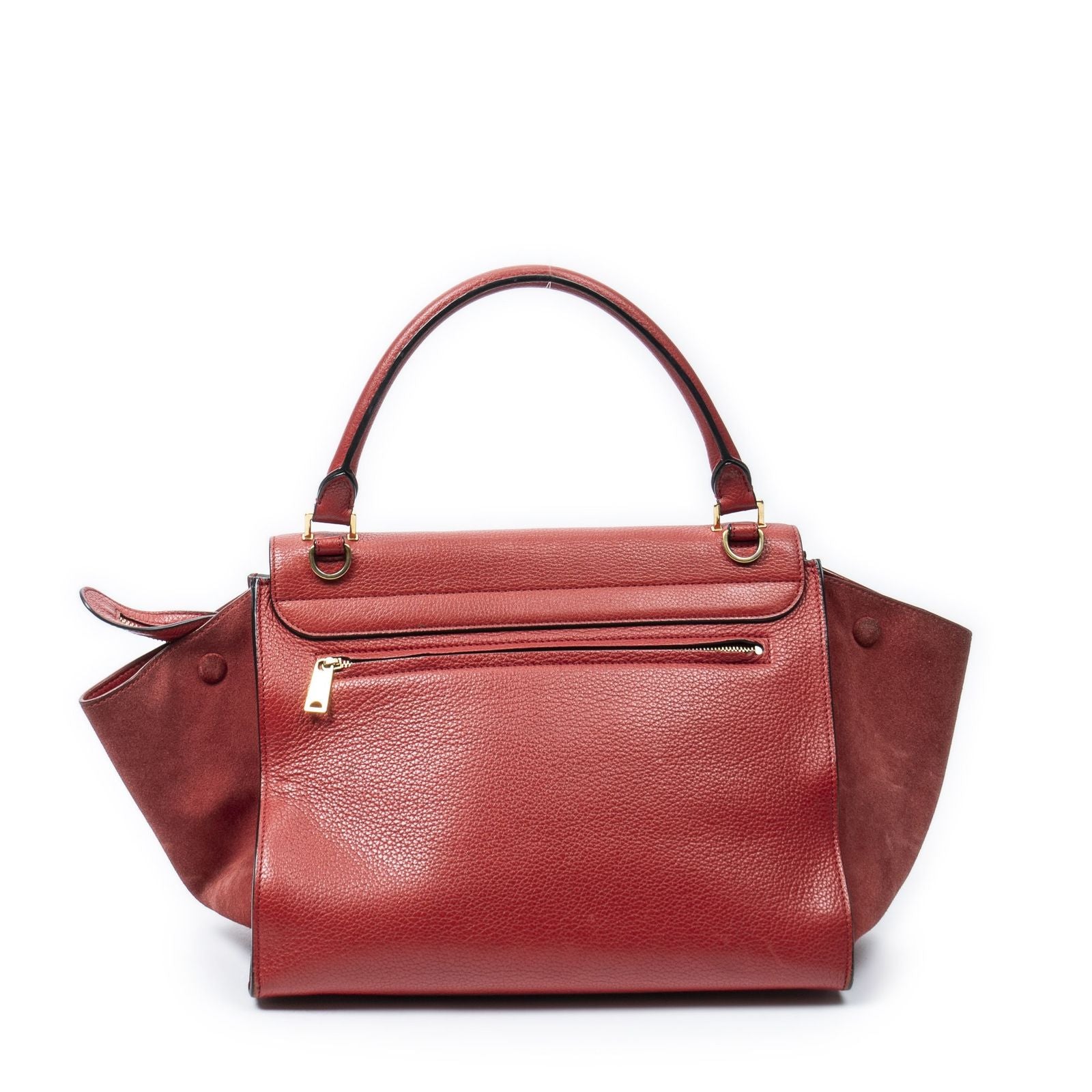 Celine Midi Trapeze Red Gray Calfskin Leather Messenger — view 5