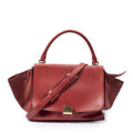 Celine Midi Trapeze Red Gray Calfskin Leather Messenger