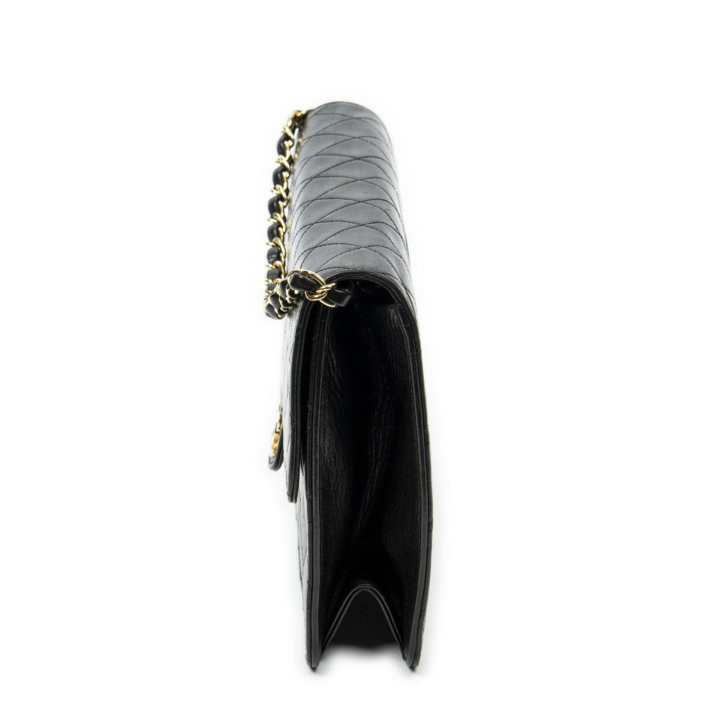Chanel Vintage Pushlock Straight Flap Black Quilted Lambskin Leather — view 3