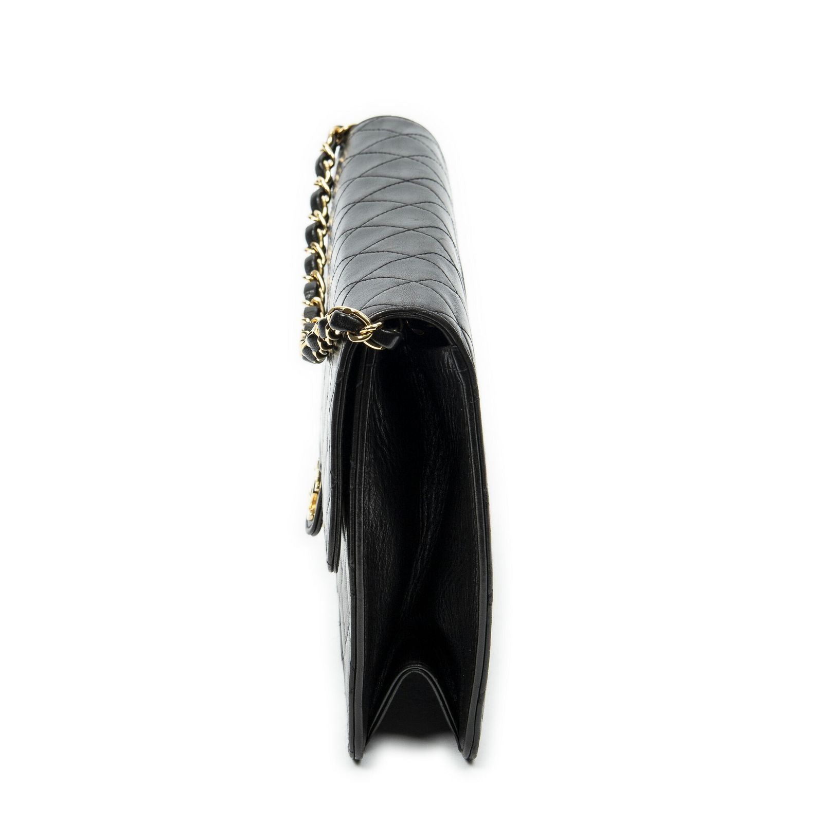 Chanel Vintage Pushlock Straight Flap Black Quilted Lambskin Leather — view 3