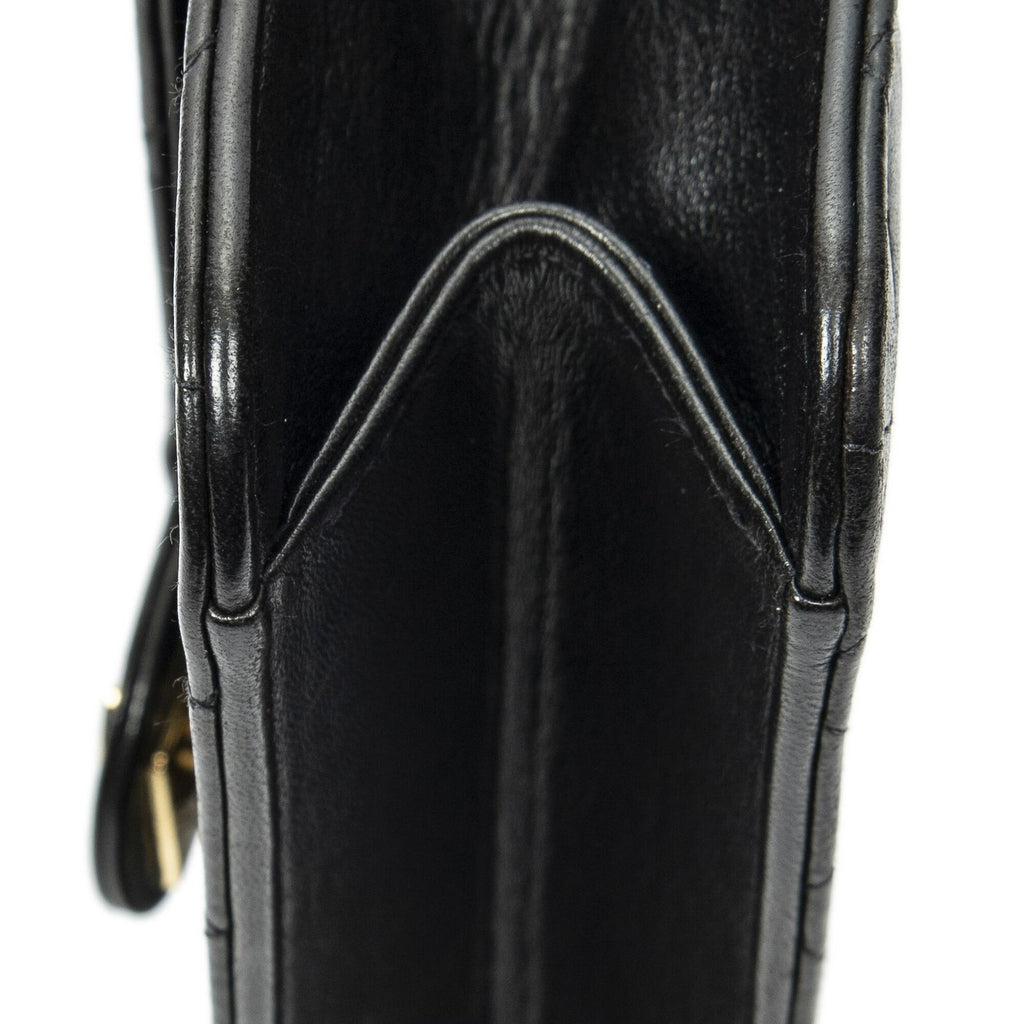 Chanel Vintage Pushlock Straight Flap Black Quilted Lambskin Leather — view 8
