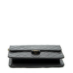 Chanel Vintage Pushlock Straight Flap Black Quilted Lambskin Leather — view 6
