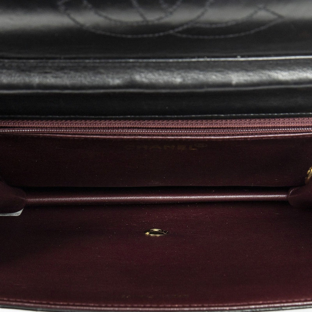 Chanel Vintage Pushlock Straight Flap Black Quilted Lambskin Leather — view 9