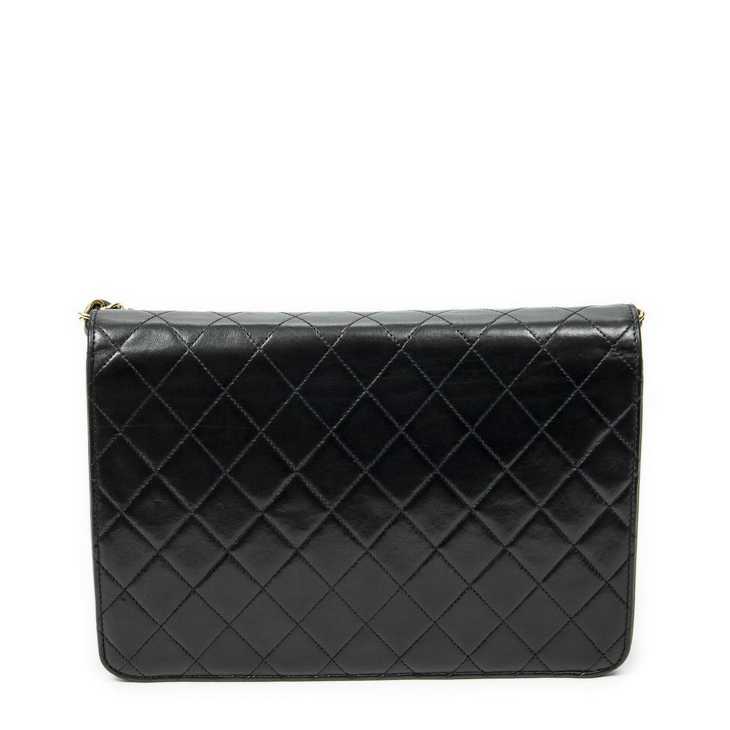 Chanel Vintage Pushlock Straight Flap Black Quilted Lambskin Leather — view 5
